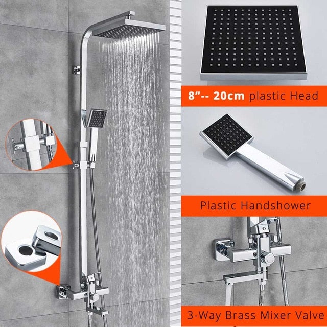 Chrome Shower Faucet Set Bathroom Rainfall Shower Mixers Swivel Spout Bath Shower Crane Hot Cold Mixer Tap - Image 13
