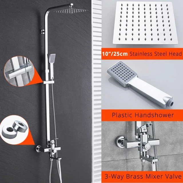 Chrome Shower Faucet Set Bathroom Rainfall Shower Mixers Swivel Spout Bath Shower Crane Hot Cold Mixer Tap - Image 15