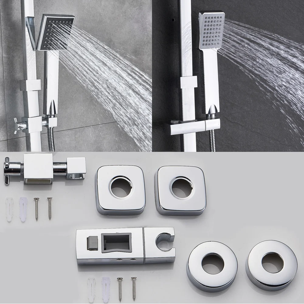 Chrome Shower Faucet Set Bathroom Rainfall Shower Mixers Swivel Spout Bath Shower Crane Hot Cold Mixer Tap - Image 3