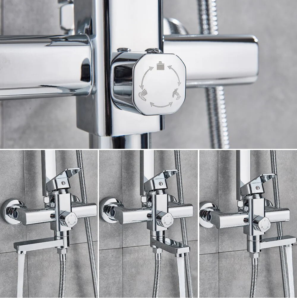 Chrome Shower Faucet Set Bathroom Rainfall Shower Mixers Swivel Spout Bath Shower Crane Hot Cold Mixer Tap - Image 5