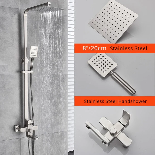Chrome Shower Faucet Set Bathroom Rainfall Shower Mixers Swivel Spout Bath Shower Crane Hot Cold Mixer Tap - Image 8