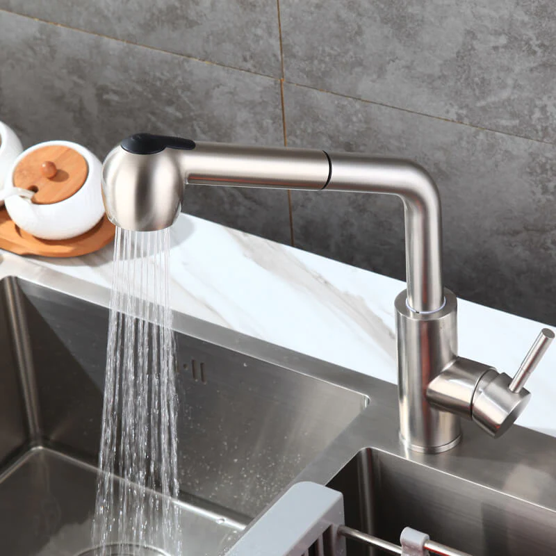 Stainless Steel Pull Out Kitchen Faucet Single Handle Sprayer Bar Kitchen Faucet Swivel Single Lever Kitchen Sink Faucet - Image 3