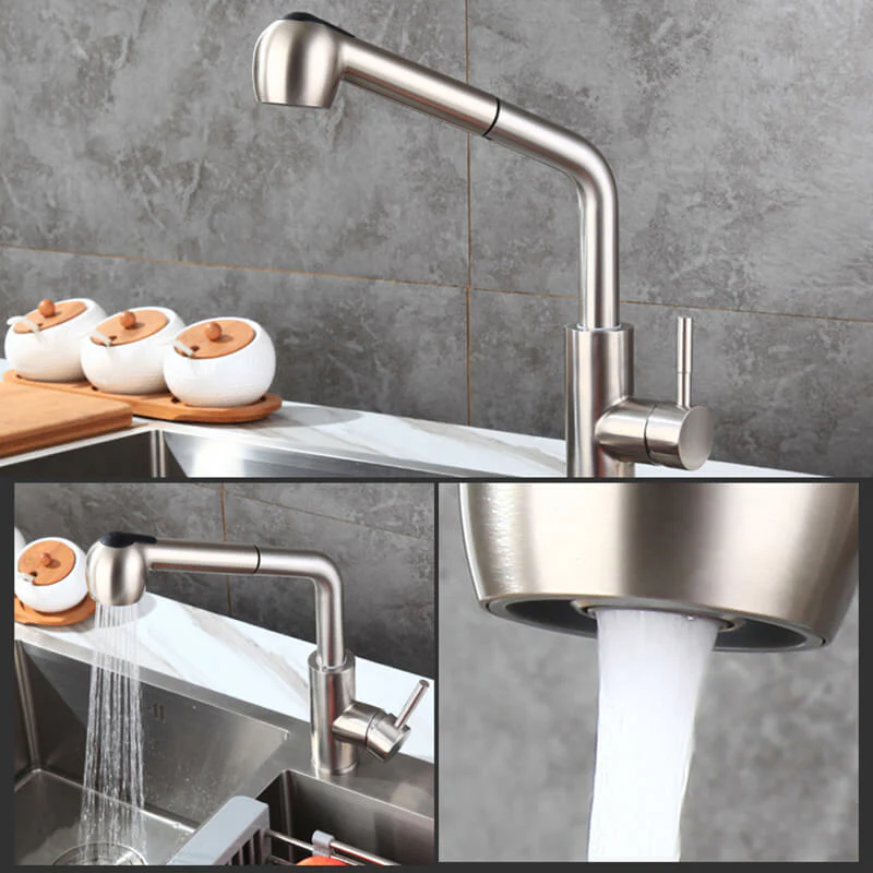 Stainless Steel Pull Out Kitchen Faucet Single Handle Sprayer Bar Kitchen Faucet Swivel Single Lever Kitchen Sink Faucet - Image 4