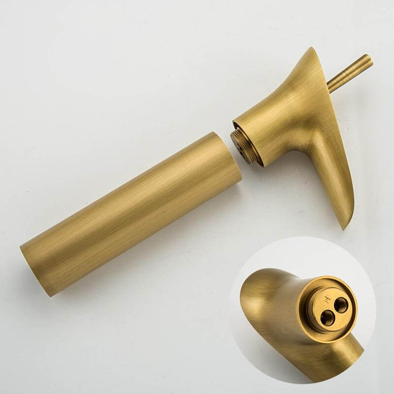 Deck-Mounted Basin Faucets Antique Brass Waterfall Basin Sink Faucet Mixers Taps Bathroom Water Taps - Image 3