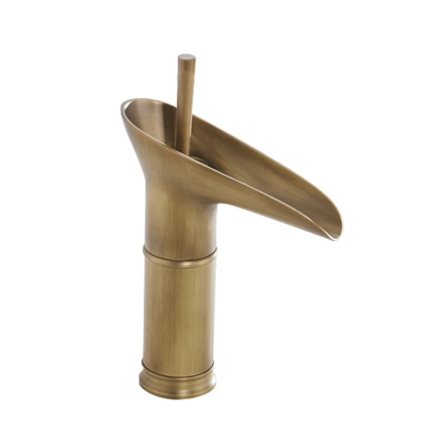 Deck-Mounted Basin Faucets Antique Brass Waterfall Basin Sink Faucet Mixers Taps Bathroom Water Taps - Image 7