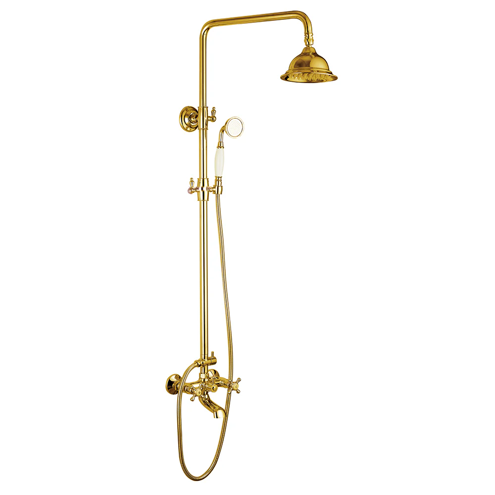 Dual Function Rain Shower System Combo Set | Brass Rainfall Shower Set | Shower Column Set Adjustable Slider Shower Elbow Included - Image 9