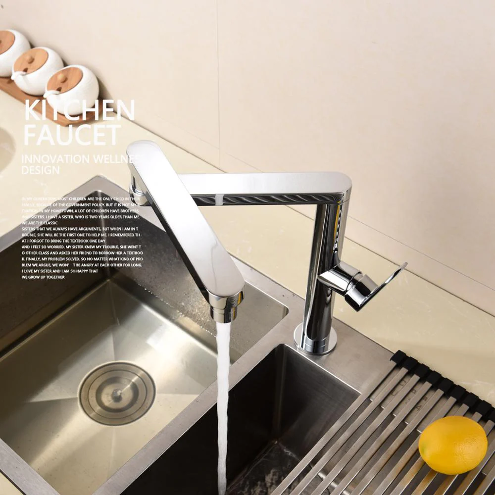 Folding Kitchen Faucet Hot and Cold Kitchen Sink Mixer Brushed Nickel Facing Rotatable Telescopic Faucet - Image 3