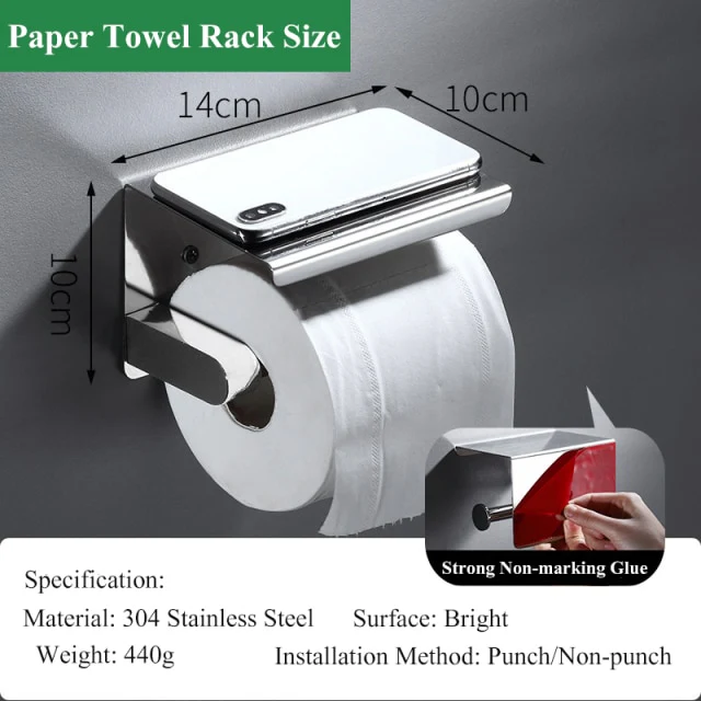 Free-punch 304Stainless Steel Toilet Paper Roll Holder Toilet Paper Towel Rack Anti-rust Waterproof Toilet Paper Shelf Dispenser - Image 11