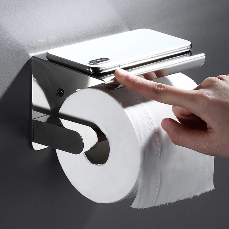 Free-punch 304Stainless Steel Toilet Paper Roll Holder Toilet Paper Towel Rack Anti-rust Waterproof Toilet Paper Shelf Dispenser - Image 3