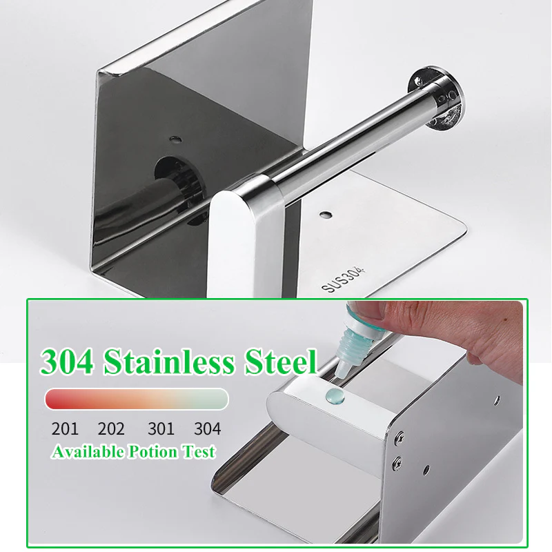 Free-punch 304Stainless Steel Toilet Paper Roll Holder Toilet Paper Towel Rack Anti-rust Waterproof Toilet Paper Shelf Dispenser - Image 7