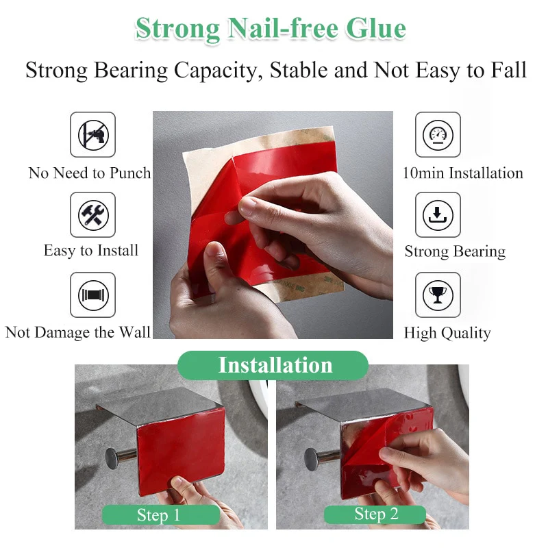 Free-punch 304Stainless Steel Toilet Paper Roll Holder Toilet Paper Towel Rack Anti-rust Waterproof Toilet Paper Shelf Dispenser - Image 9