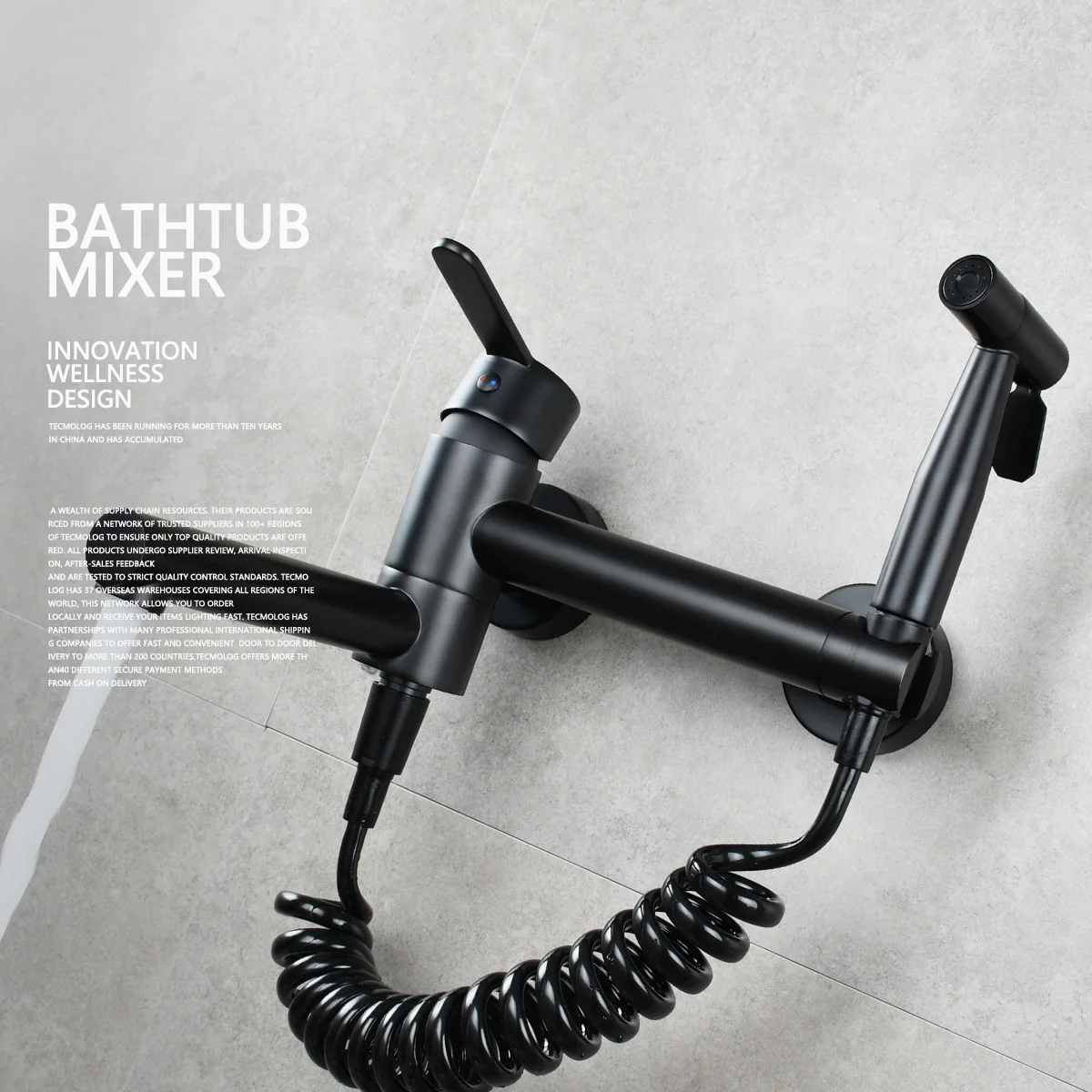 Brass Bathtub Faucet Set Bathroom Wall Mounted Bathtub Faucet with Bidet Sprayer for Showering - Image 4