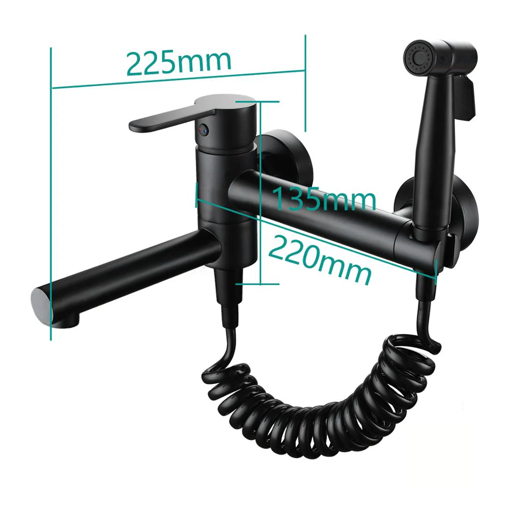 Brass Bathtub Faucet Set Bathroom Wall Mounted Bathtub Faucet with Bidet Sprayer for Showering - Image 5