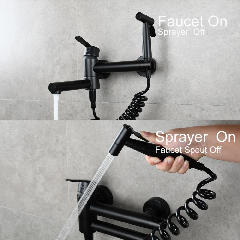 Brass Bathtub Faucet Set Bathroom Wall Mounted Bathtub Faucet with Bidet Sprayer for Showering - Image 6
