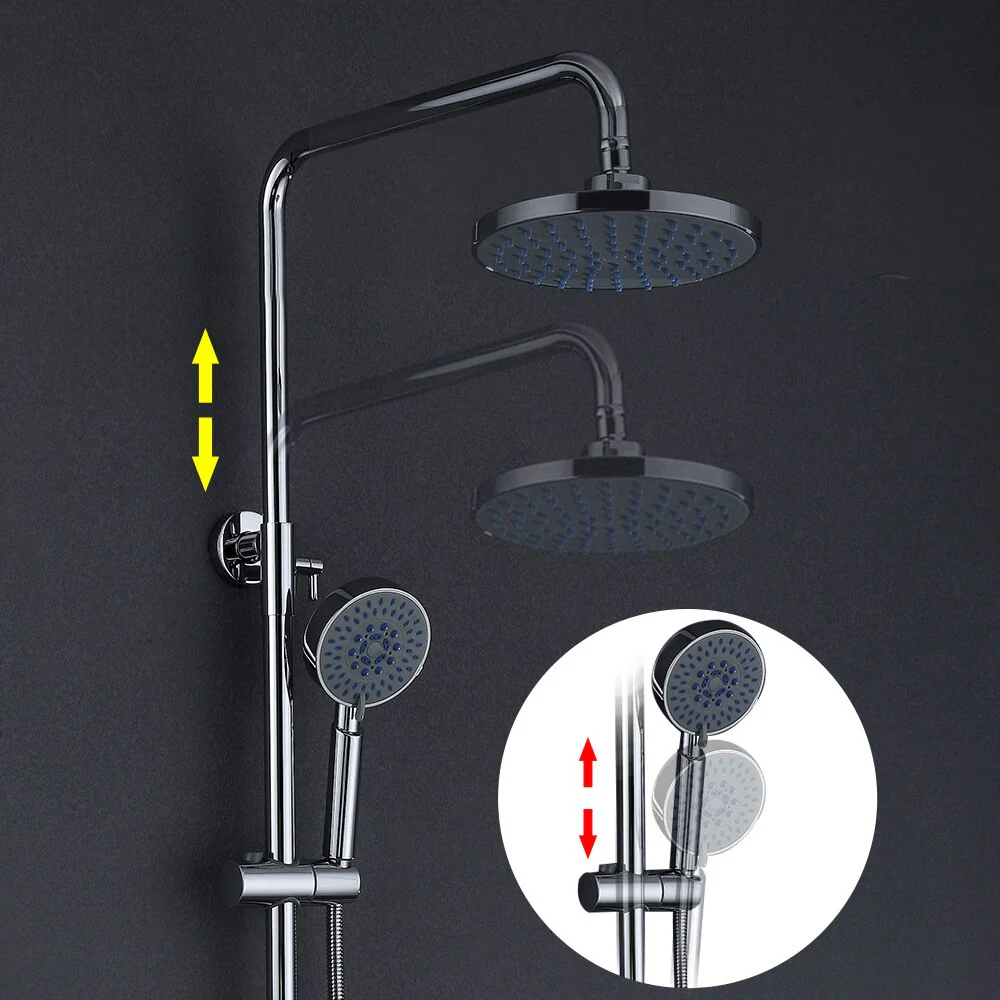 Brass Chrome Single Handle Bathtub Faucet Mixer Tap 5-Ways Showers Hand Shower Rain Shower Head Shower Set - Image 3