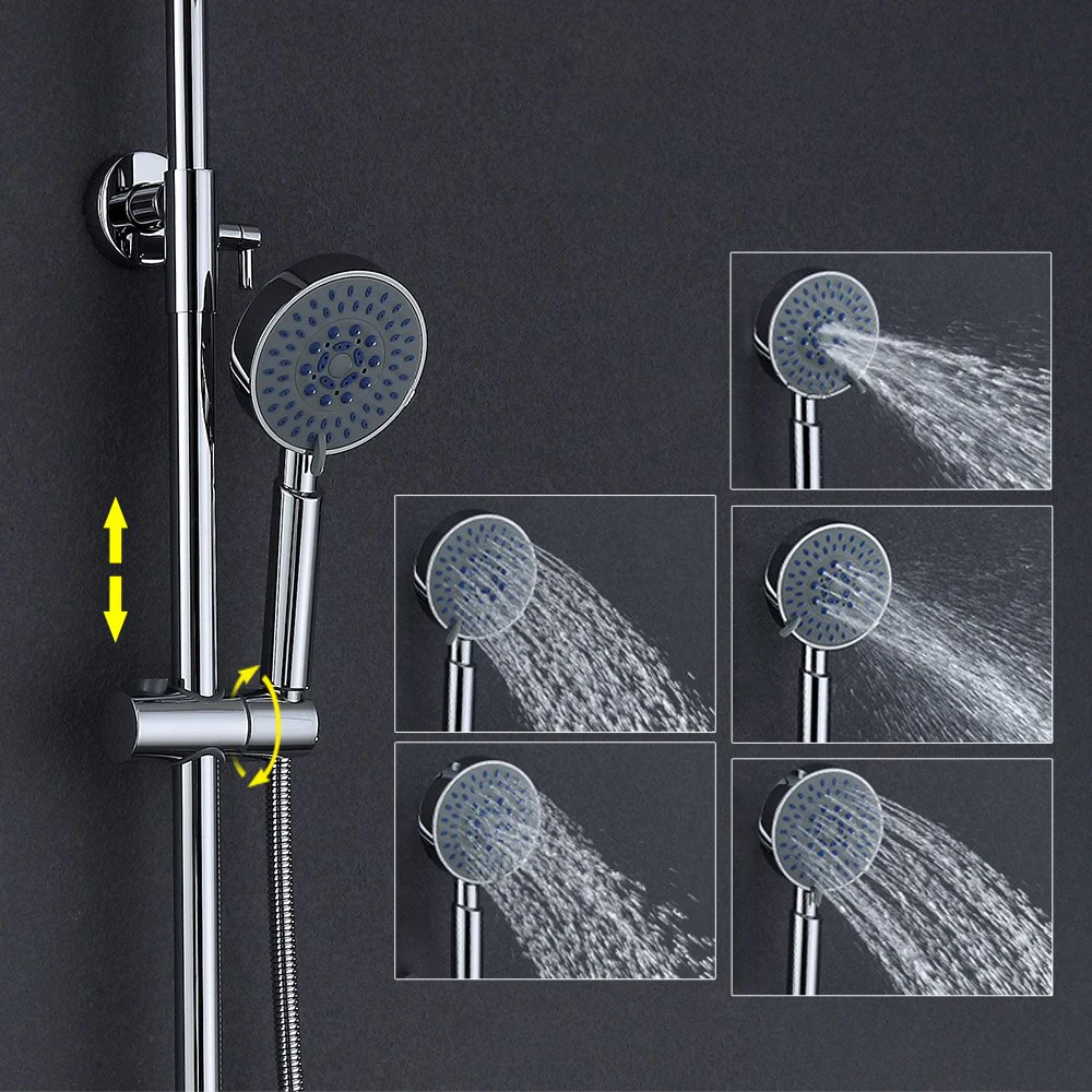 Brass Chrome Single Handle Bathtub Faucet Mixer Tap 5-Ways Showers Hand Shower Rain Shower Head Shower Set - Image 4