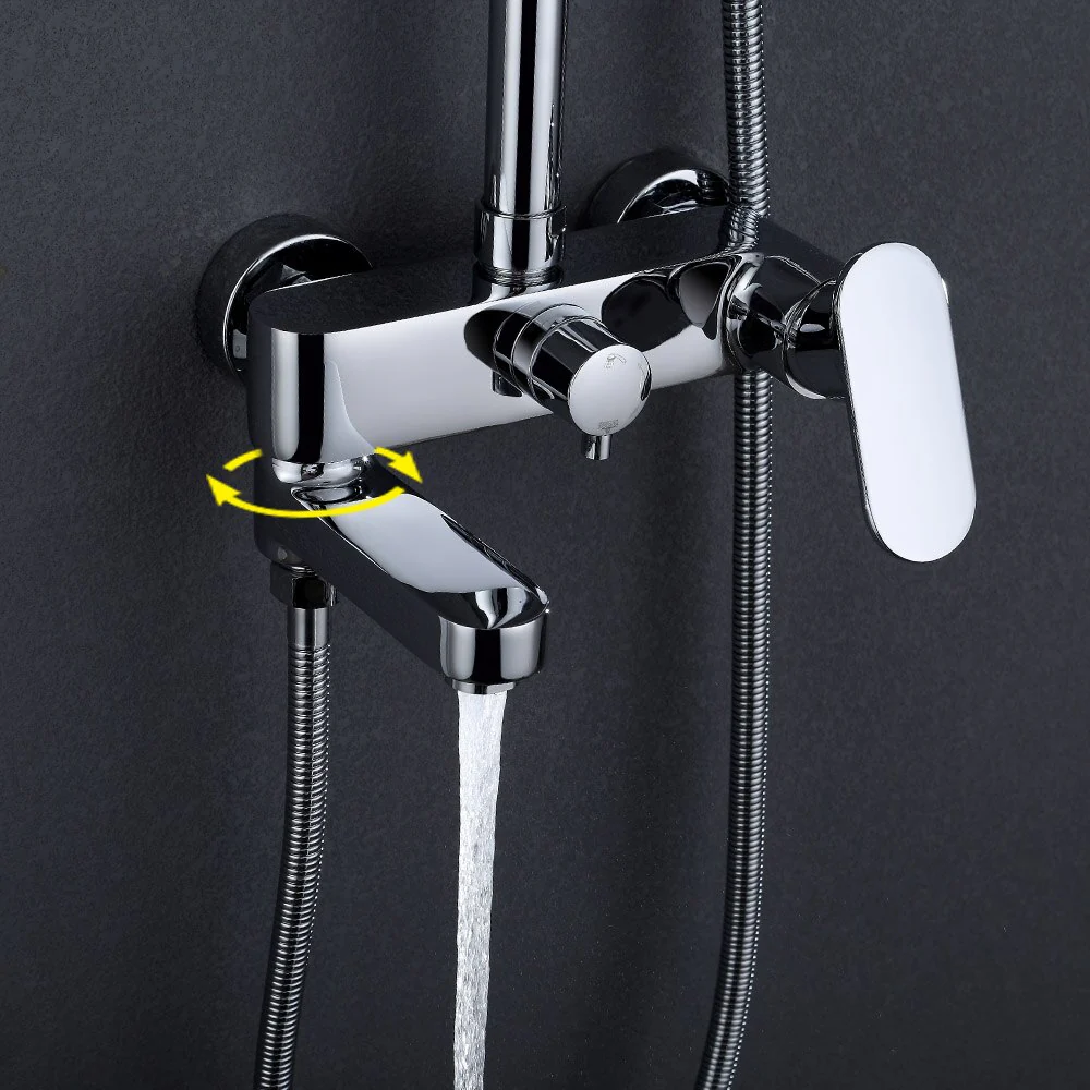 Brass Chrome Single Handle Bathtub Faucet Mixer Tap 5-Ways Showers Hand Shower Rain Shower Head Shower Set - Image 6