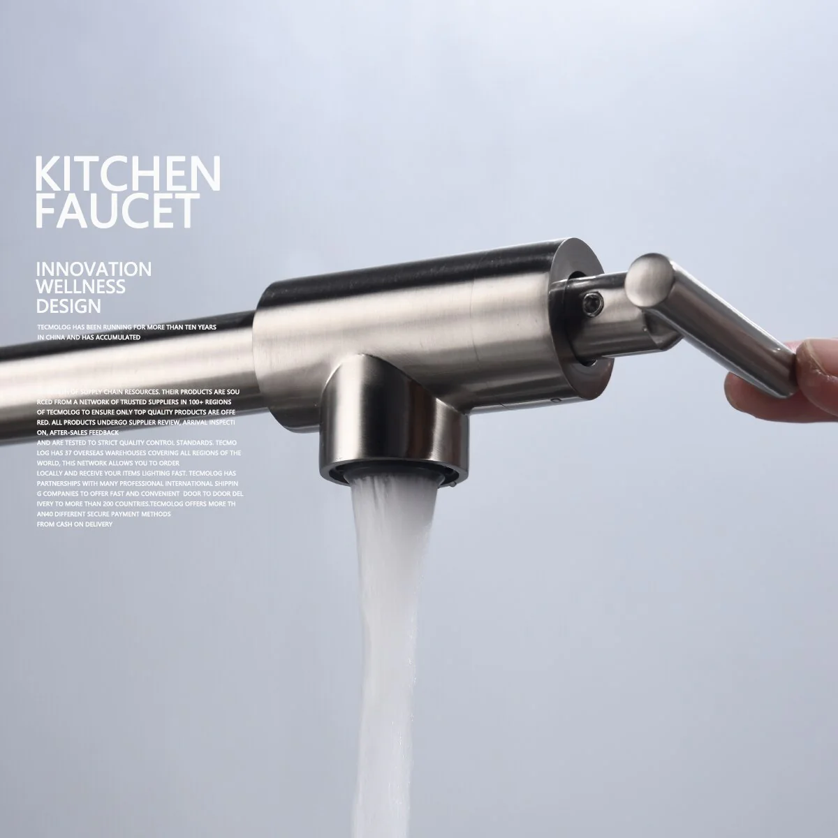 Brass Double Switch Folding Faucet Advanced Rotating Kitchen Faucet Wall Mounted Cold Water Tap - Image 4
