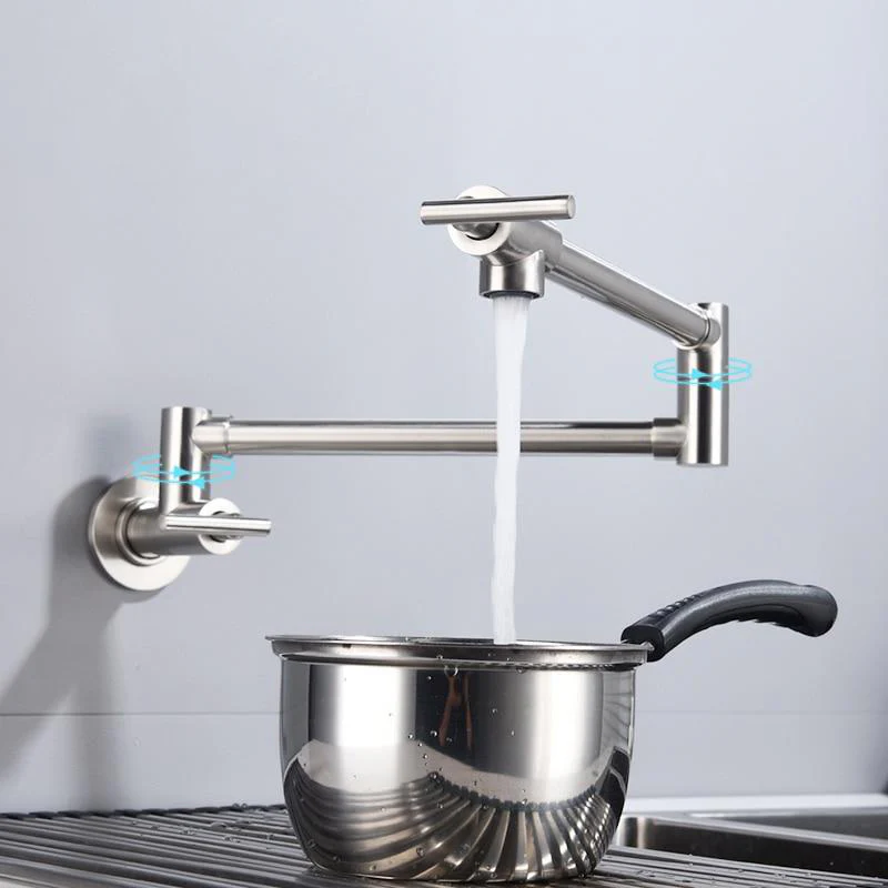 Brass Double Switch Folding Faucet Advanced Rotating Kitchen Faucet Wall Mounted Cold Water Tap - Image 9