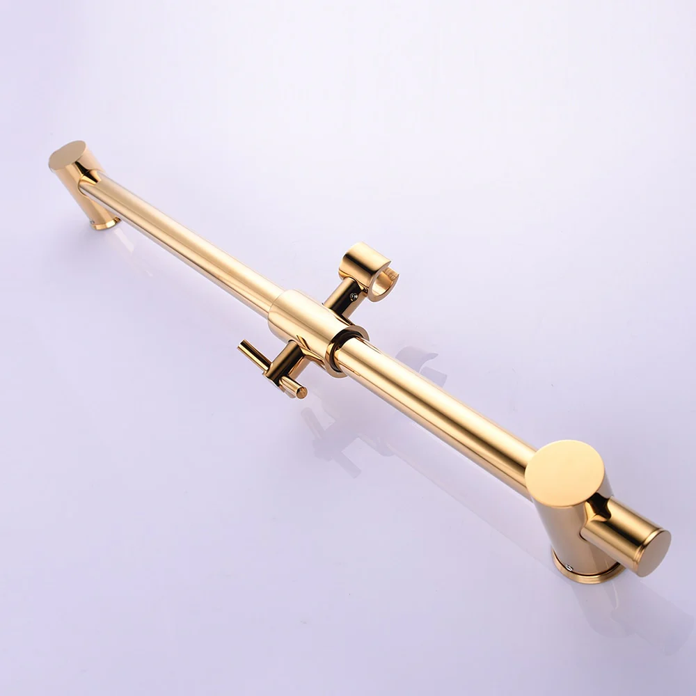 Brass Gold Metal Shower Sliding Bar With Height Adjustable for Bathroom with Shower Head Shower Hose - Image 4