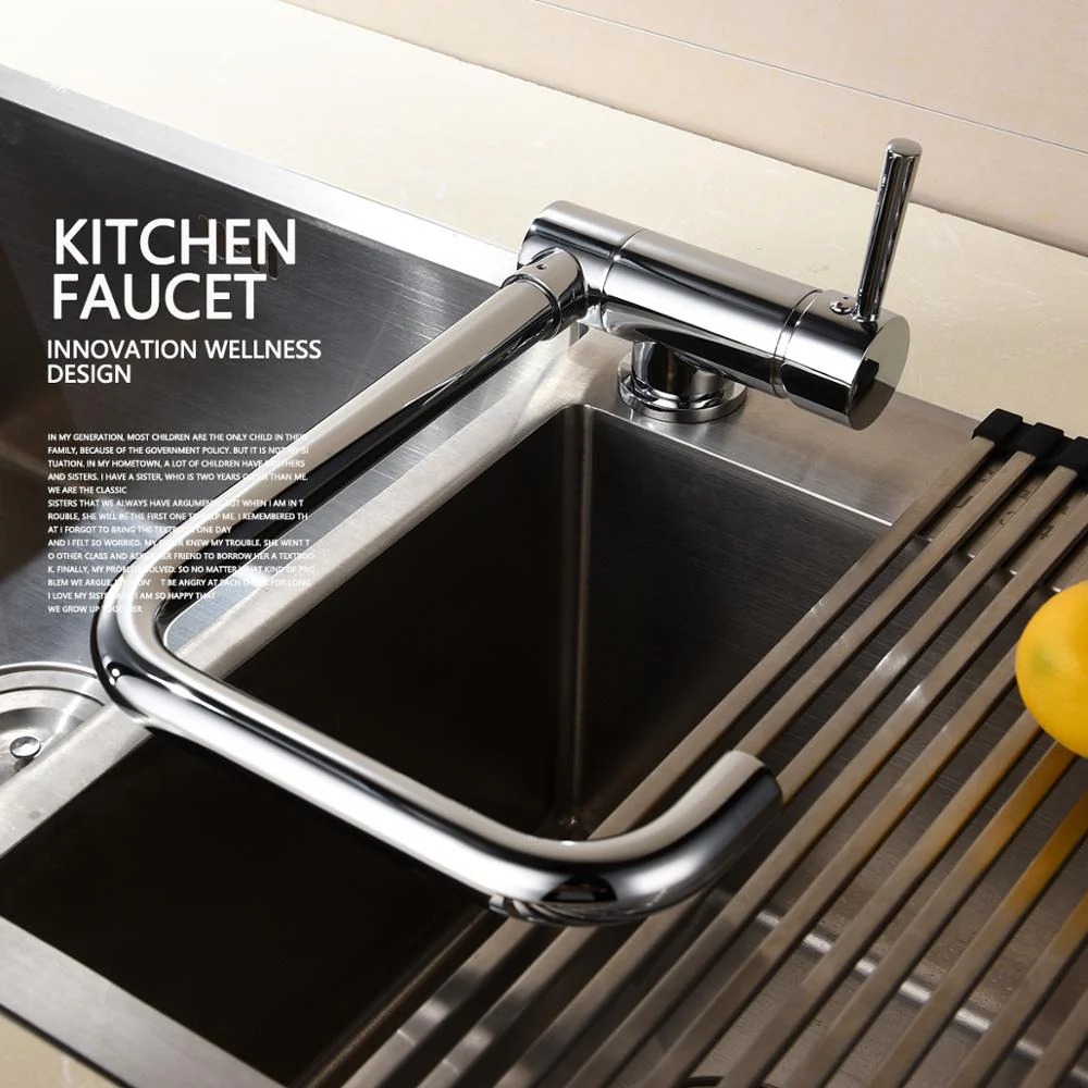 Brass Kitchen Tap Copper Rotating Folding Faucet Brushed Nickel Under Mounted Kitchen Sink Faucet - Image 3
