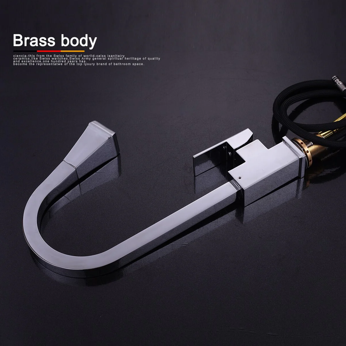 Brass Pull Out Kitchen Faucet Hot and Cold Water 360 Degree Rotation Stretch Pull Down Sprayer Kitchen Faucet - Image 6