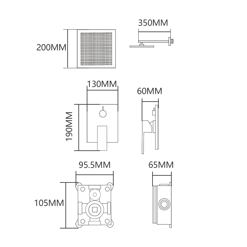 Rain Shower System Brass Fixed Shower Head Rain Mixer Shower Combo Wall Mount Shower Trim Kit with Rough-in Valve - Image 6