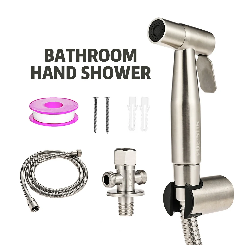 Handheld Toilet Bidet Faucet Sprayer Stainless Steel Bathroom Hand Bidet Spraye Set Toilet Self Cleaning Shower Head No Punch - Image 16