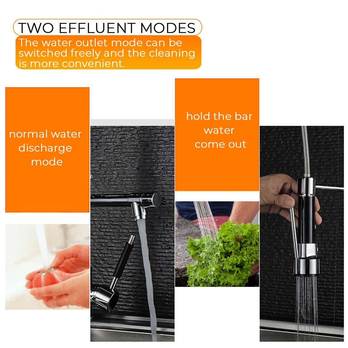 Kitchen Chrome Pull Out Side Spring Faucet Dual Spout Sprayer Single Handle Mixer Tap Sink Faucet 360 Rotation Deck Mounted - Image 6