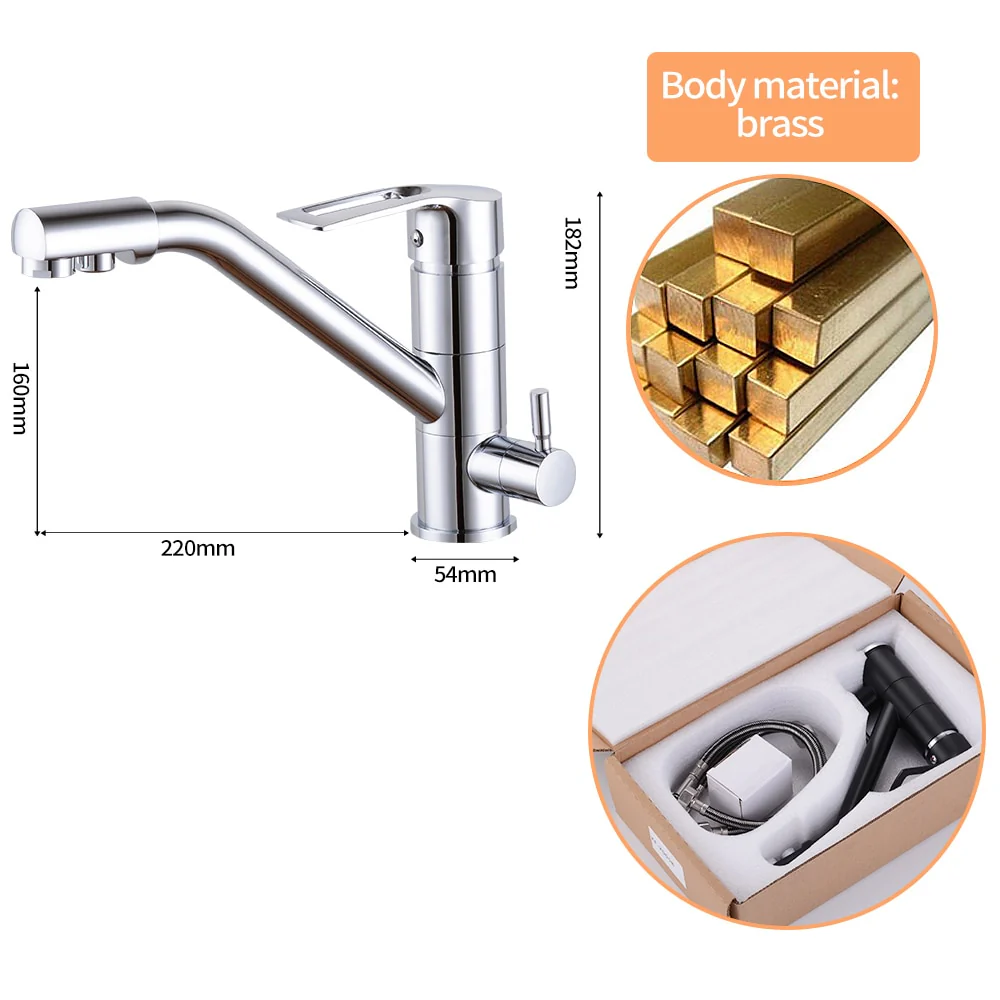 Kitchen Faucet Filter Water Swivel Drinking Faucet Dual Spout Purifier Kitchen Faucets Vessel Sink Mixer Tap Hot and Cold - Image 5