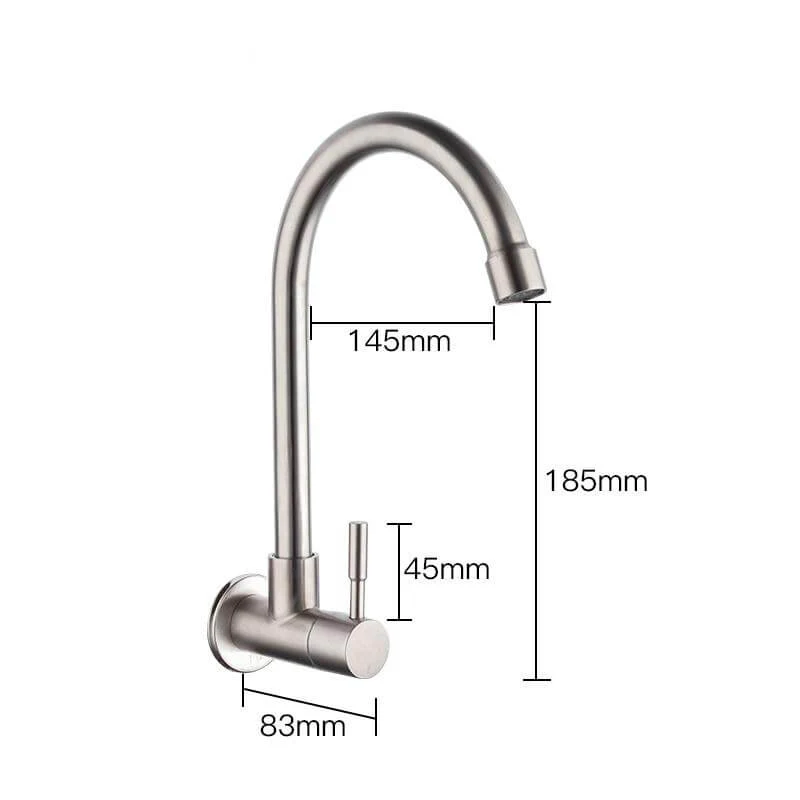 Kitchen Faucet Mixers Sink Tap Wall Mounted Single Cold Water Flexible 304 Stainless Steel Kitchen Tap Accessories - Image 6