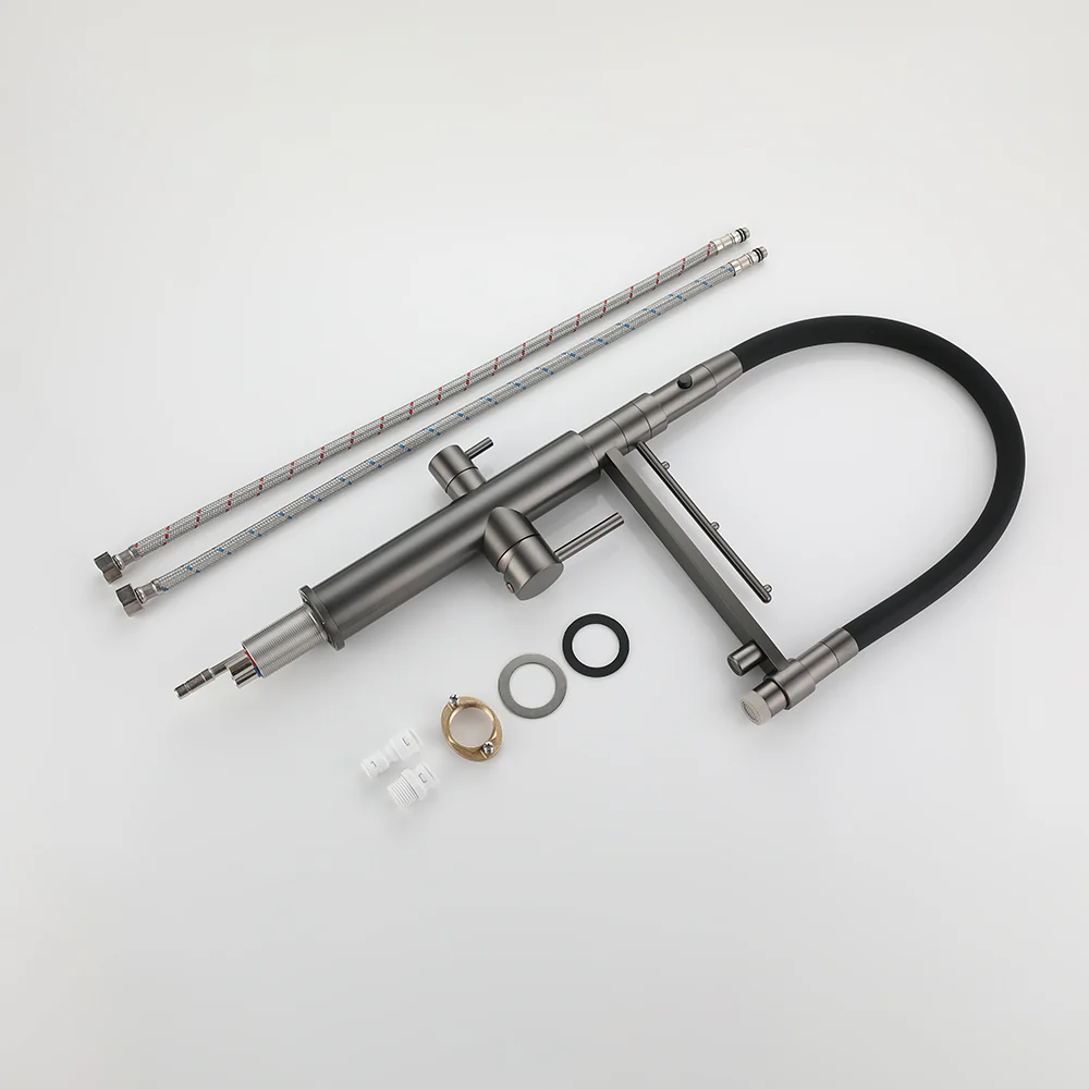 Kitchen Faucet Single-Hole Dual Handle Pull-Out Spout With Water Filtering - Image 9