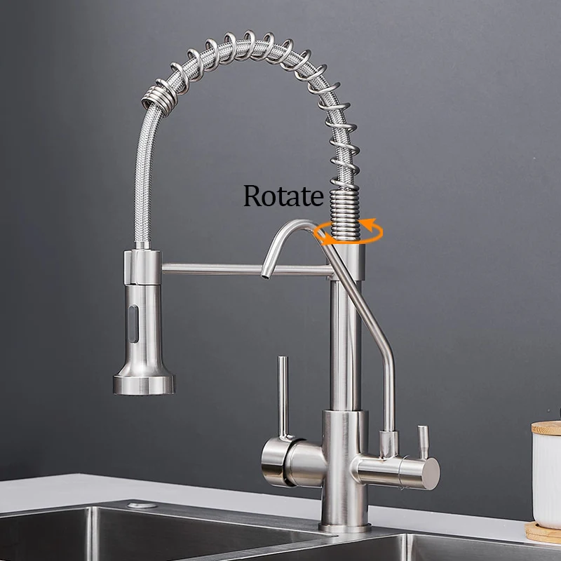 Kitchen Faucets Crane Wall-Mounted Kitchen Tap For Kitchen Water Filter Tap Three Ways Sink Mixer Kitchen Faucet - Image 3