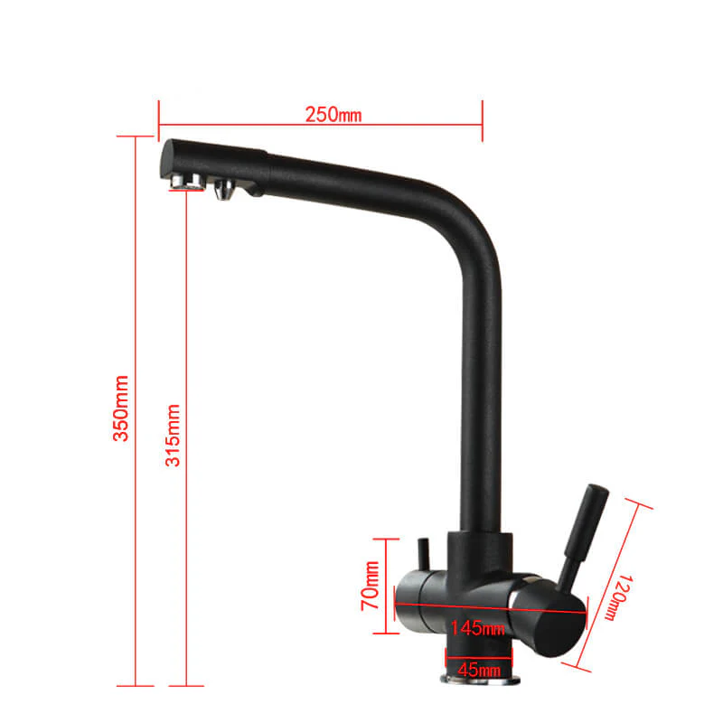 Matt Black Kitchen sink Faucet mixer | 360 Degree Rotation Water Purification tap | Deck Mounted Dual Handle Kitchen Faucet 4 Colors - Image 6
