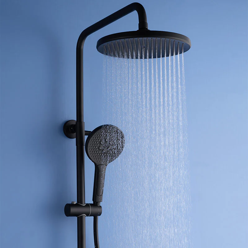 Matte Black Shower Column Set Faucet Rainfall Bathroom Shower Mixer Tap Brass Bath Shower Column In Wall Shower Faucet - Image 6