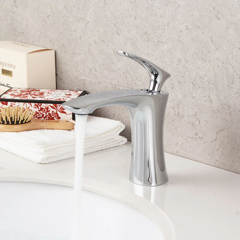 Modern Brass Basin Faucet | Single Handle Bathroom Sink Vessel Faucet | Single Hole Basin Mixer Taps Chrome Plating - Image 3