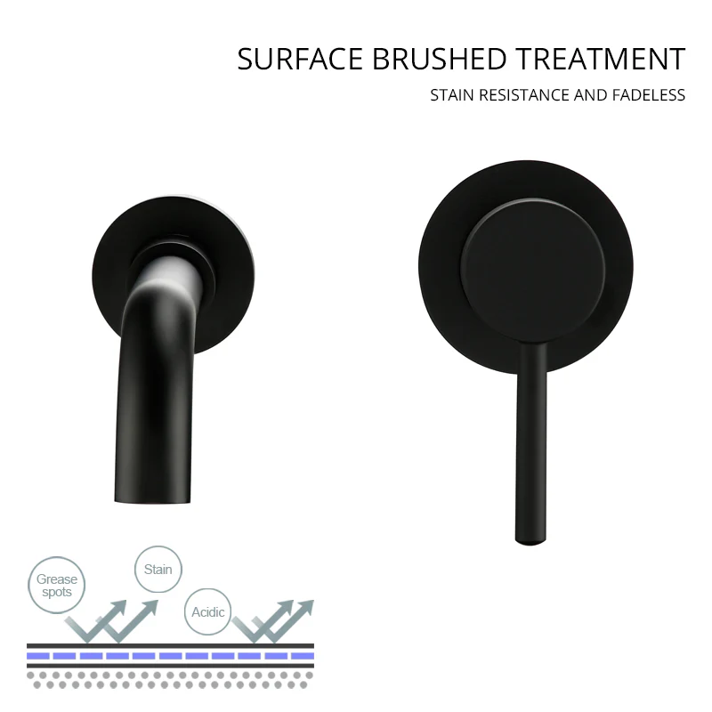 Modern Brass Wall Basin Mixer Taps | Bathroom Sink Faucet With 5 Colors | Swivel Spout Bath With Single Lever In Matt Black - Image 7