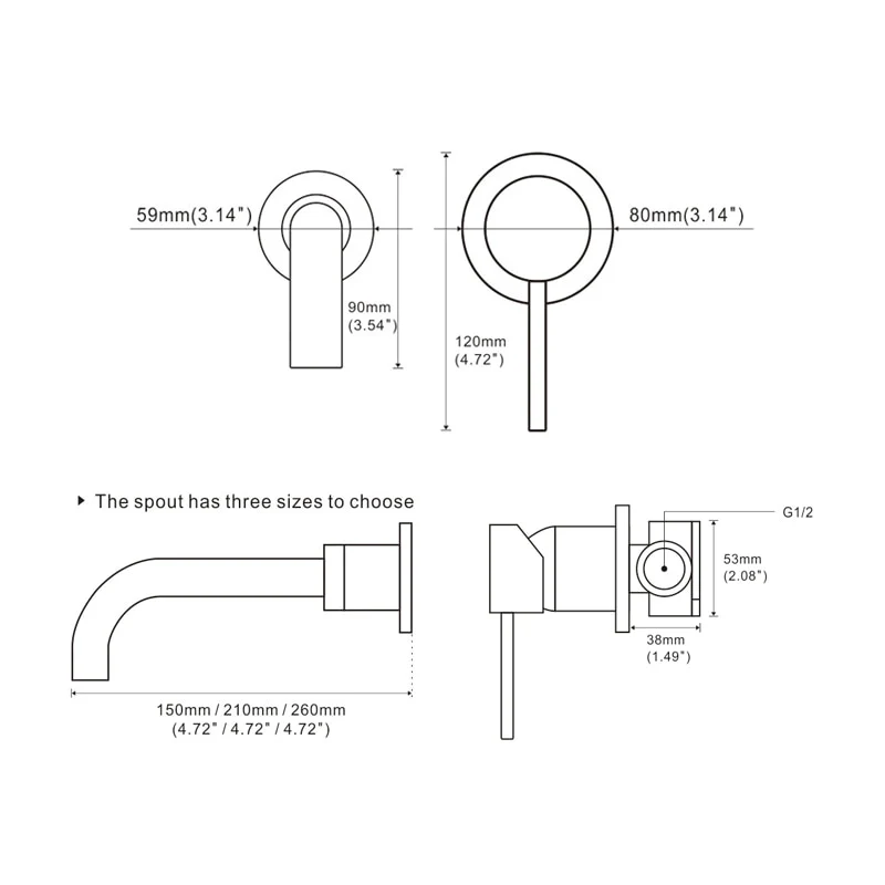 Modern Wall-Mount Mixer Tap Bathroom Sink Faucet Swivel Wall Spout Bath With Single Lever Basin Faucet - Image 5