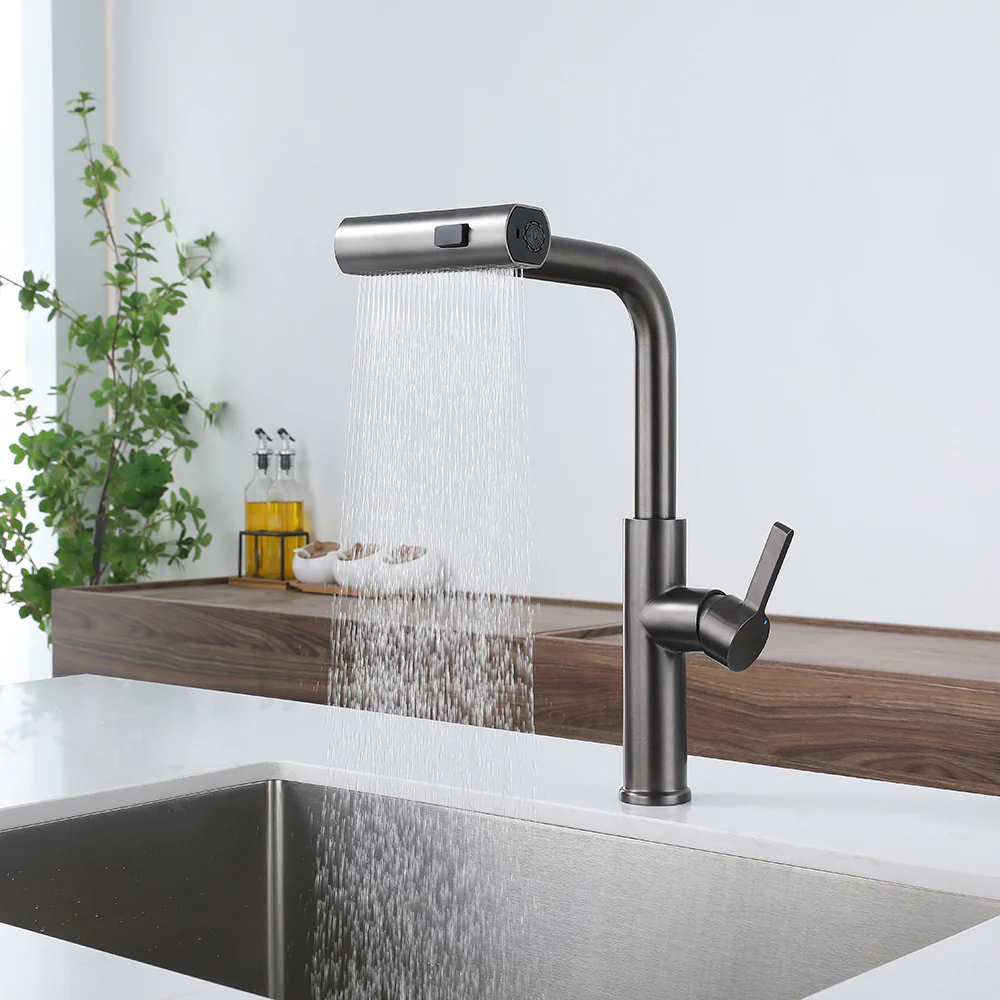 Multifunctional Pull-Out Waterfall Kitchen Faucets Rotatable Kitchen Sink Water Tap - Image 8