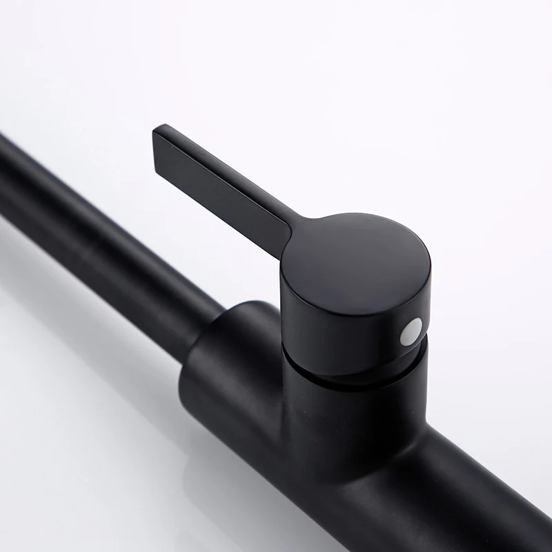 New Arrival Kitchen Faucet Swivel With Invisible Pull Out Nozzle Sprayer Gooseneck Pull Down Mixer Sink Tap in Matt Black - Image 3