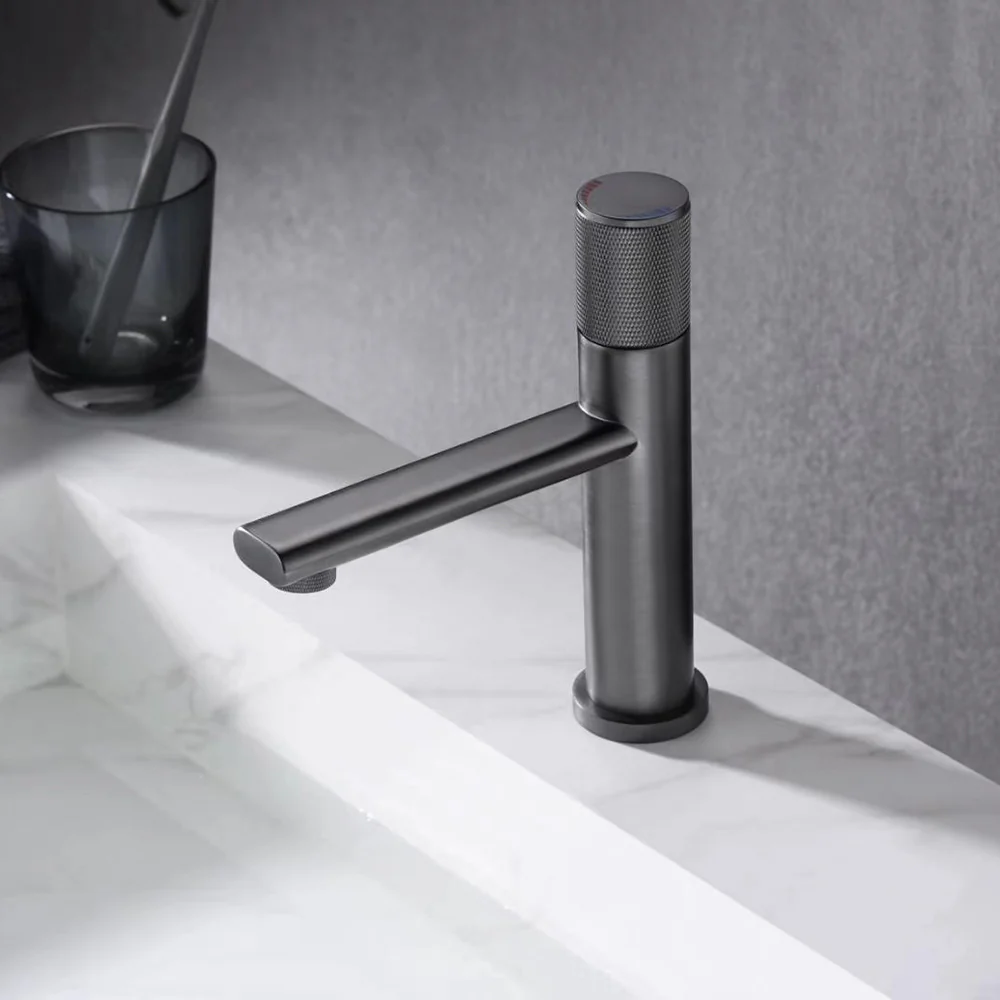 New Basin Faucets Chrome Brass Bathroom Sink Faucet Key Push-Button Style Brush Gold Hot and Cold Water Tap - Image 11