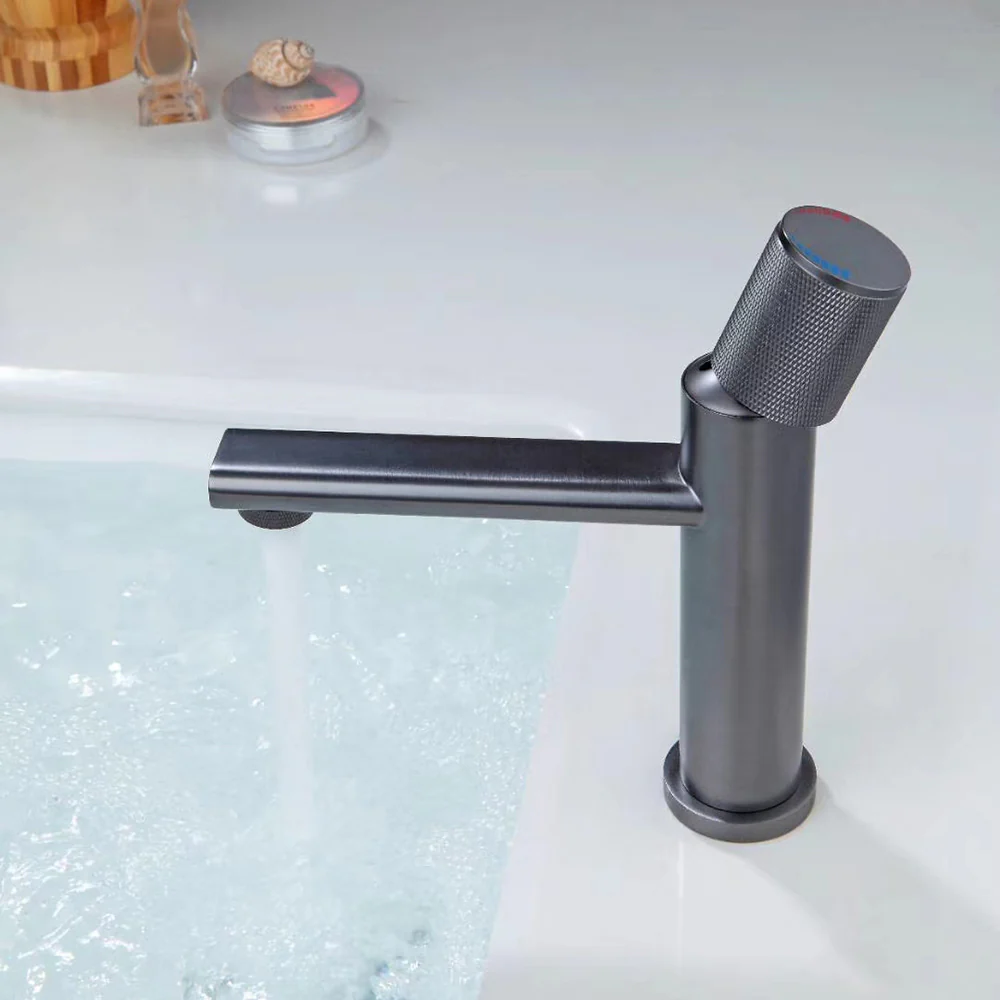 New Basin Faucets Chrome Brass Bathroom Sink Faucet Key Push-Button Style Brush Gold Hot and Cold Water Tap - Image 12
