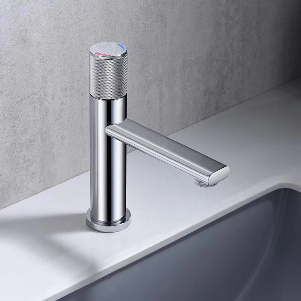 New Basin Faucets Chrome Brass Bathroom Sink Faucet Key Push-Button Style Brush Gold Hot and Cold Water Tap - Image 4