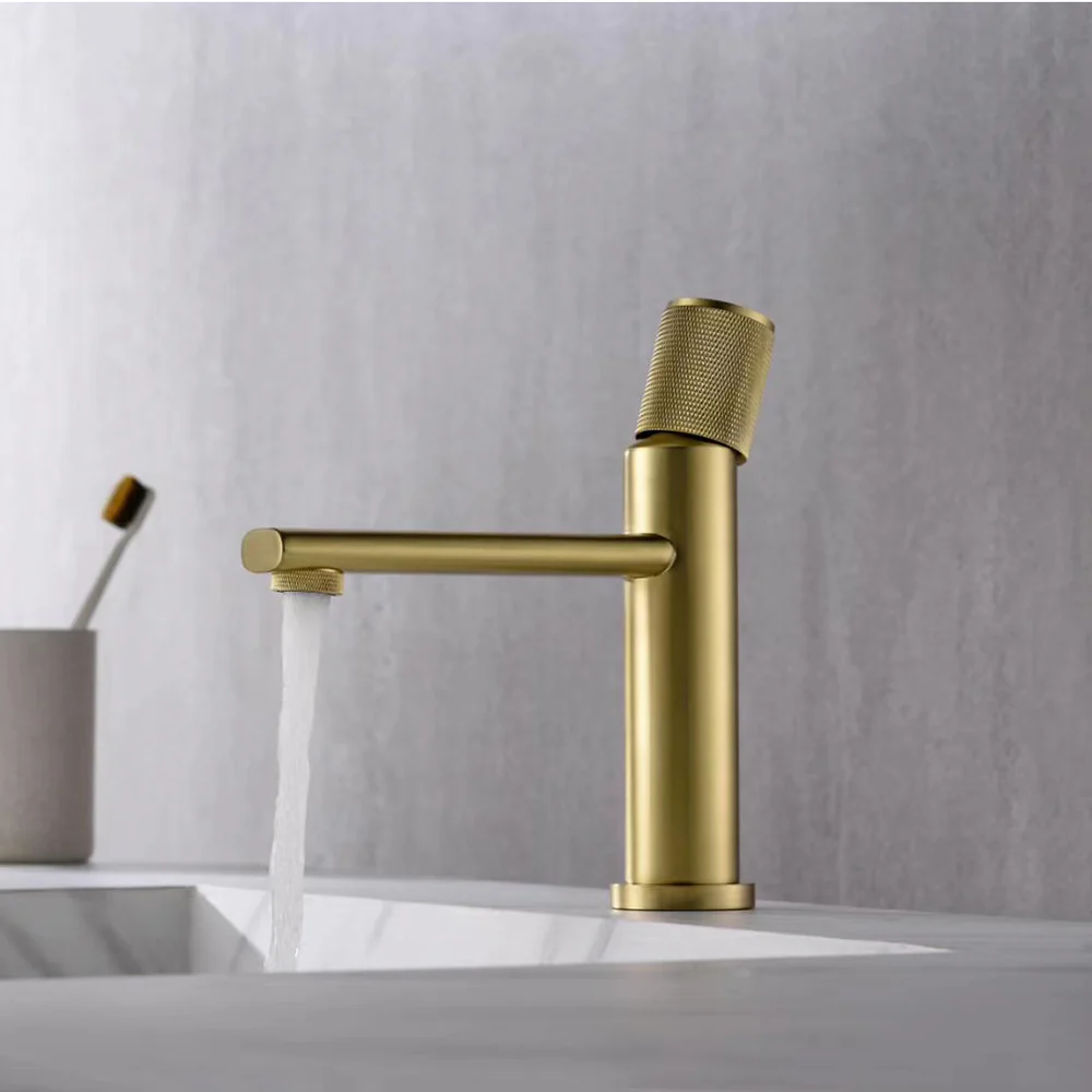 New Basin Faucets Chrome Brass Bathroom Sink Faucet Key Push-Button Style Brush Gold Hot and Cold Water Tap - Image 9