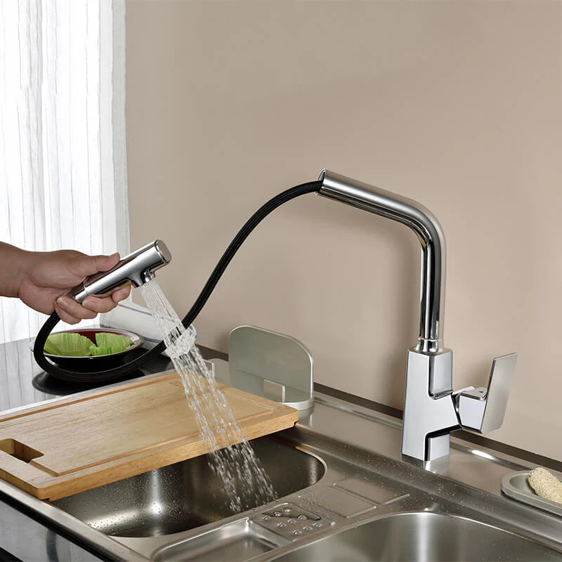 New Pull-down Kitchen Faucet | Brass Pull Out Kitchen Mixers | Chrome Kitchen Sink Faucet - Image 4