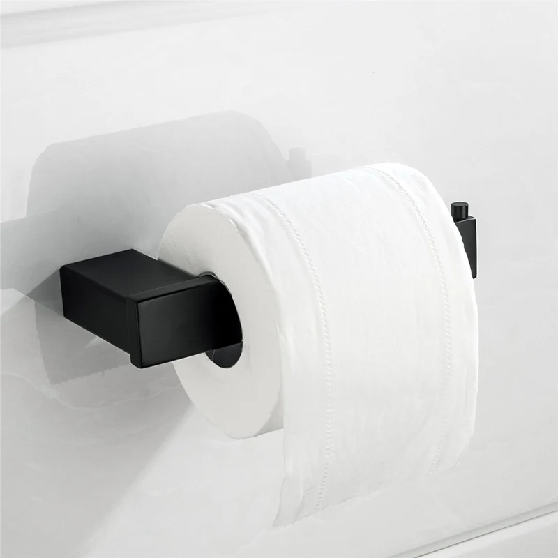 New SUS 304 Stainless Steel Bathroom Hardware Set Black Matte Paper Holder Toothbrush Holder Towel Bar Bathroom Accessories - Image 6