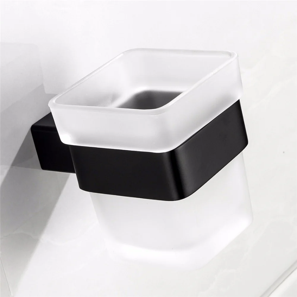 New SUS 304 Stainless Steel Bathroom Hardware Set Black Matte Paper Holder Toothbrush Holder Towel Bar Bathroom Accessories - Image 7