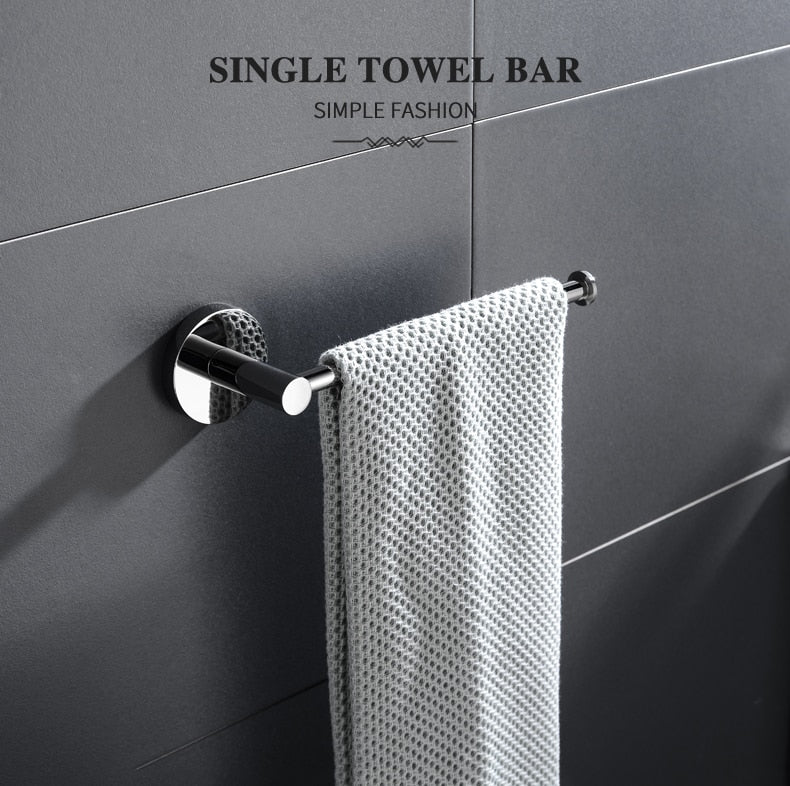 SUS304 Stainless Steel Bathroom Hardware Set Toilet Paper Holder Robe Hook Towel Bar Ring - Image 8
