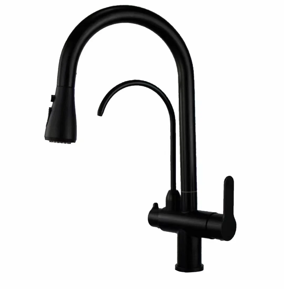 Pull Out Kitchen Faucets With Water Filter Tap Three Ways Brass Sink Mixer Kitchen Faucet Dual Handles - Image 13