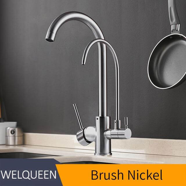 Pull Out Kitchen Faucets With Water Filter Tap Three Ways Brass Sink Mixer Kitchen Faucet Dual Handles - Image 7